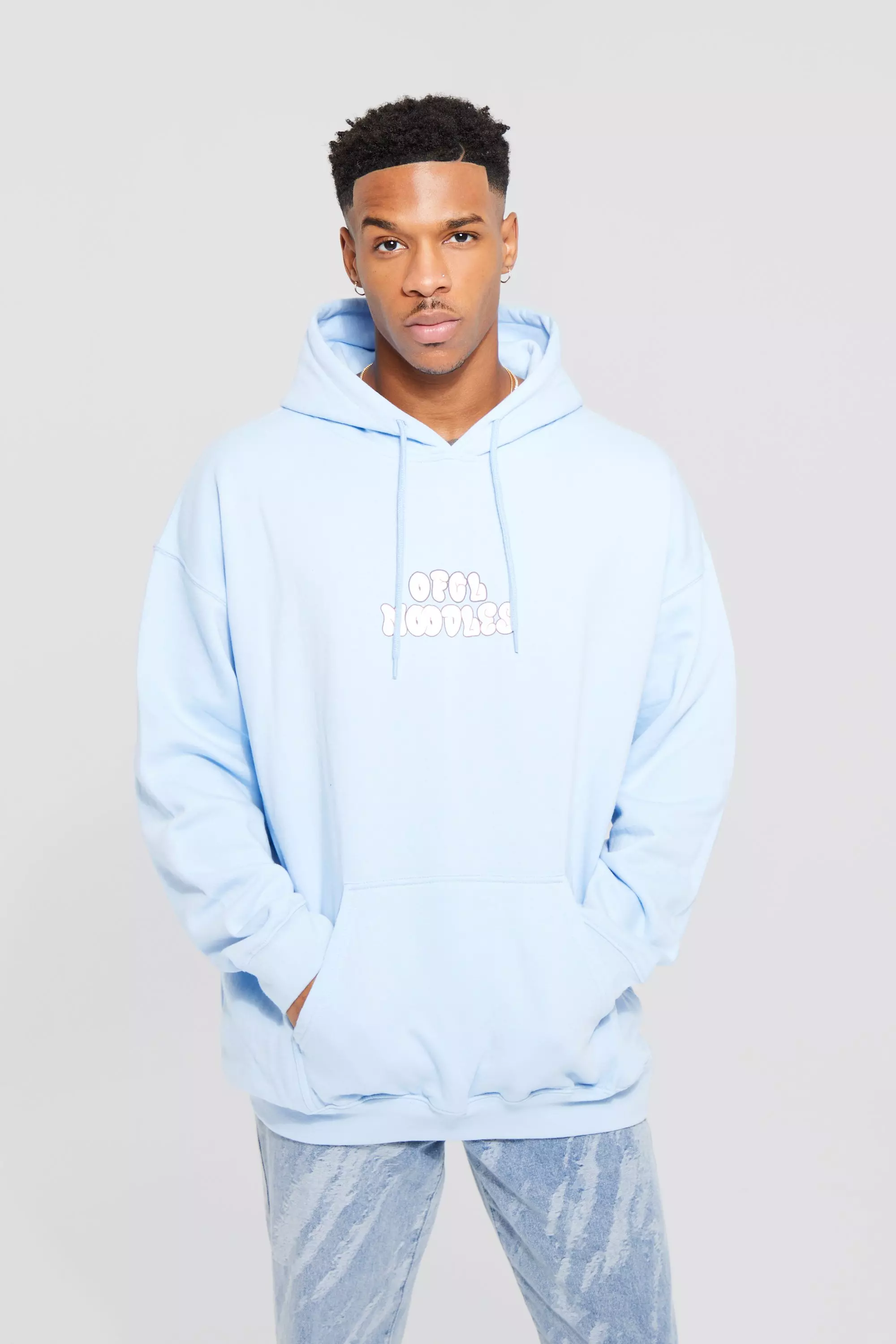 Light blue graphic on sale hoodie